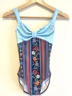 ↓美品！stina バレエレオタード 花柄 ドット柄 パープル地 Sサイズ美