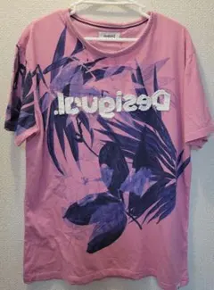 Desigual デシグアル Tシャツ ピンク ボタニカル柄 L