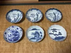 古伊万里 伊万里 染付 なます皿 膾皿 色々 六枚 まとめて 時代物