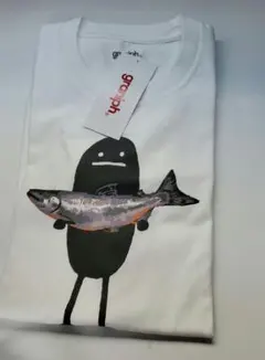 グラニフ 札幌限定 半袖 Tシャツ シャドー 鮭 白