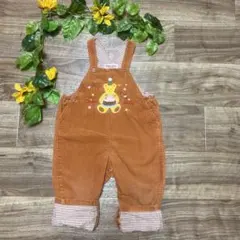 希少　ミキハウス　クマ柄お誕生日　コーデュロイサロペット　オーバーオール