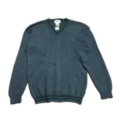 00s Eddie Bauer コットン ニットセーター グレー ライン M
