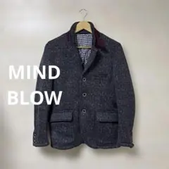 MIND BLOW★ネイビー系 テーラードジャケット 裏起毛 ヘリンボーン