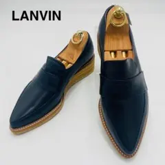 新品タグ付き　ランバンコレクション　ウェッジソールローファー　24.5cm　黒のサムネイル