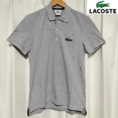 【古着】LACOSTEラコステデカワニワンポイント刺しゅう半袖ポロシャツグレー2のサムネイル