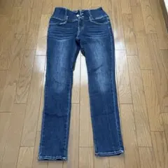 ハイウエストスキニーデニム ダークブルー