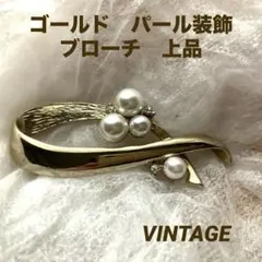 ゴールド パール装飾ブローチ コサージュ 上品 華やか VINTAGE レトロ