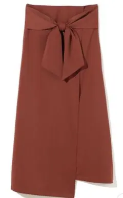 GRL グレイル　ウエストリボン　ラップスカート　ロング　茶色　ブラウン　L