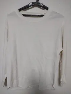 も*ろ様 UNIQLO ユニクロ ワッフル クルーネック T 長袖 XL ホワイ