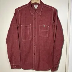 希少品！ TENDERLOIN 長袖 シャツ シャンブレー ストライプ 赤紫