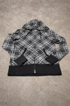 OLD UNIQLO ダブルジップ チェックパーカー Y2K 00s 短丈