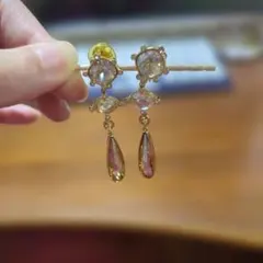 【for coconut様】ライムイエローアパタイト　ワイヤーラッピング　ピアス for coconut様】ライムイエローアパタイト ワイヤーラッピング ピアス