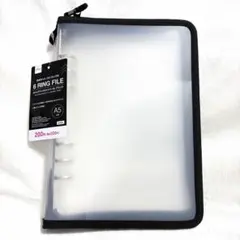 【大人気】6リングファイル A5ジップ付 ブラック 黒 ダイソー