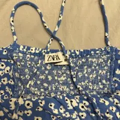 ZARA 花柄 キャミワンピース 青