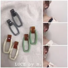 94 ピアス マーブル べっこう カラーフープ プレーム スクエア レクタングル