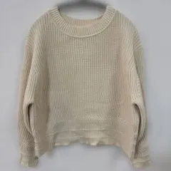 BEAUTY&YOUTH アイボリー ニット　ラウンドネック　コットン100％