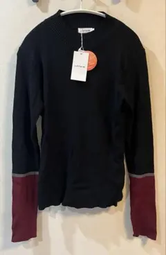 LEPSIM 12ゲージ袖配色プルオーバー2 ボルドー✖️ブラック