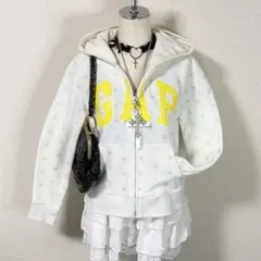 y2k GAP パーカー ラメ ロゴ スパンコール 平成ギャル フリース 星柄