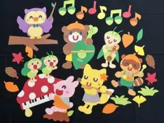 秋の壁面装飾　森の音楽会♪