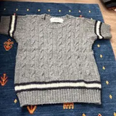 Oldderby Knitwear グレー ケーブル編み 半袖ニット