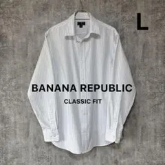 t*y様 ✅【BANANA REPUBLIC】長袖ストライプドレスシャツLノンア