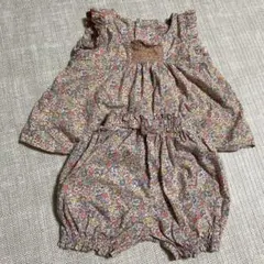 小花柄　スモッキング　ノースリーブ　ブルマセット