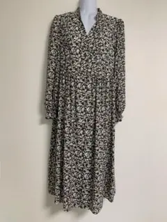 組曲　クラシックプリントワンピース　グレー系　M