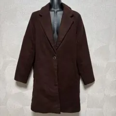 美品 イーハイフンワールドギャラリー チェスターコート ロング ブラウン S