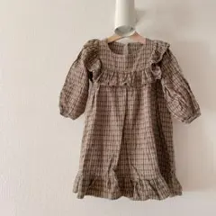 韓国子供服 kids チェックワンピース