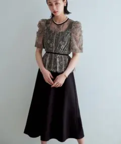 【ルイルエブティック】2WAYボレロ×フレアシルエットロングワンピース　3L