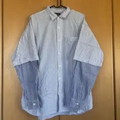 BEAMS ストライプ柄 長袖シャツ ブルー S