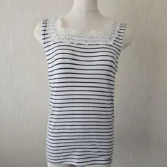 2way レースネック ストライプタンクトップ