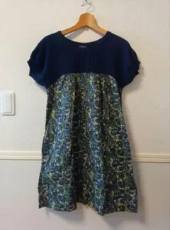 ユナイテッドアローズ　半袖ワンピース　柄　パフスリーブ