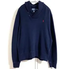【美品】ポロバイラルフローレン ショールカラースウェット ネイビー 赤ポニー