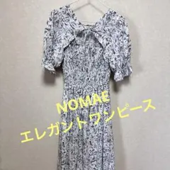 NOMAE ホワイト花柄パフスリーブワンピース