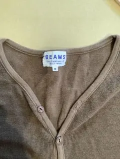BEAMS ヘンリーネック長袖カットソー ブラウン