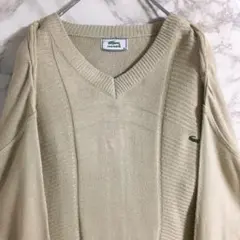 LACOSTE 80s】アクリルVネックニット ベージュ グレー - メルカリ