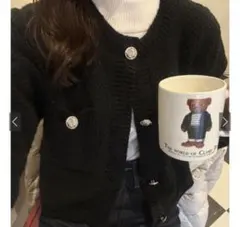 ★GRL ゴールドボタンショート丈ニットカーディガン【an1347】