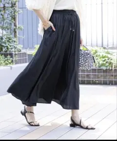 GLOBAL WORK さらさらリラックスワイドパンツ　M ネイビー