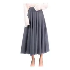 KANO SEIKA フレアスカート マキシ丈 グレー フリーサイズ Aライン
