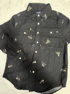 Polo Ralph Lauren ポロベア総柄長袖シャツ140cm黒ブラック