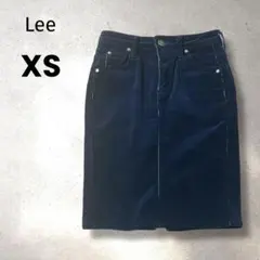 Lee リー　コーデュロイ　タイトスカート　紺　ネイビー　ひざ丈　日本製　XS