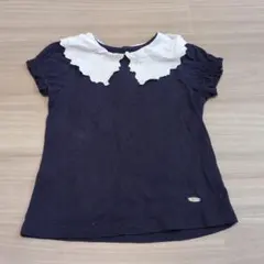 まとめ割大歓迎mezzo piano ネイビー Tシャツ レース襟