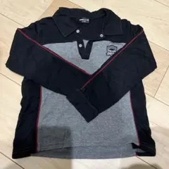 COMME CA ISM 長袖ポロシャツ 110cm グレー/ネイビー