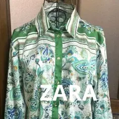 ZARA ペイズリー柄 長袖シャツ グリーン系のサムネイル