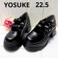 ヨースケ YOSUKE 　厚底ダブルストラップシューズ ブラック 厚底スニーカー