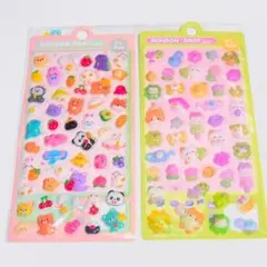 ★３Ｄシール２枚セット★ぷくぷくシール★ぷっくりデザイン★Ｅ０３