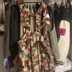 迷彩 サスペンダー付きオーバーオール