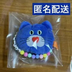 mojojojo ビーズチェーン付きフェイスマスコット　青　ブルー　ネコ