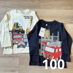 長袖カットソー クリーム色 ネイビー 車両デザイン